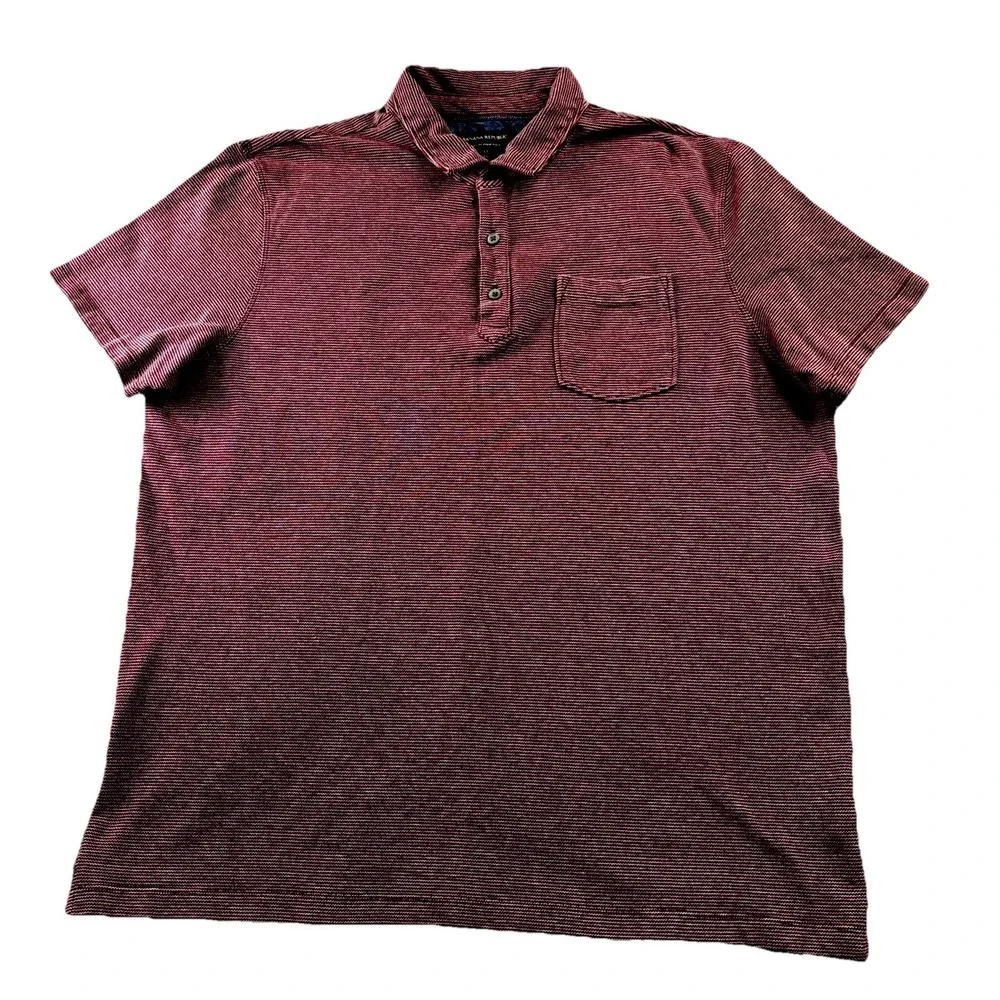 Banana Republic Polo Shirt‎ Mens XL Red & Cream Short Sleeve Wicking Pique